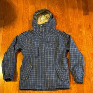 Navy Checkered Hooded Jacket